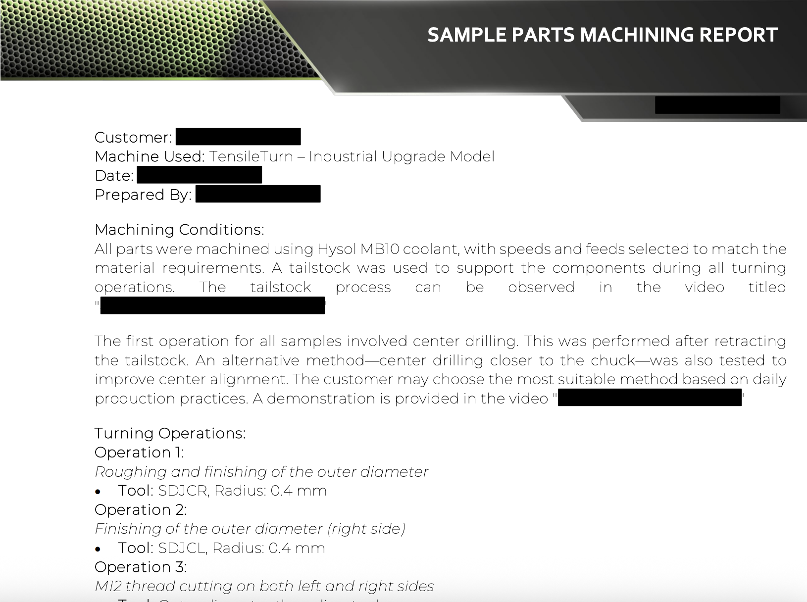 CNC Mini Sample Report